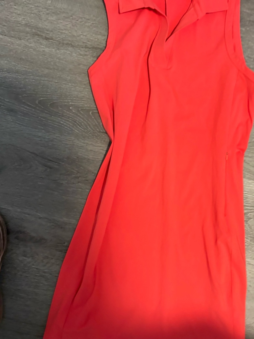 Lole Coral-Red Sleeveless V-Neck Midi Dress